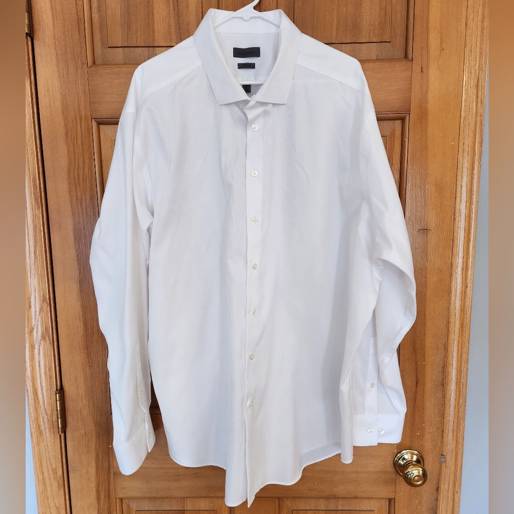 Calvin Klein White Dress Shirt - Spread Collar - Ribbed - Size XXXL Tall